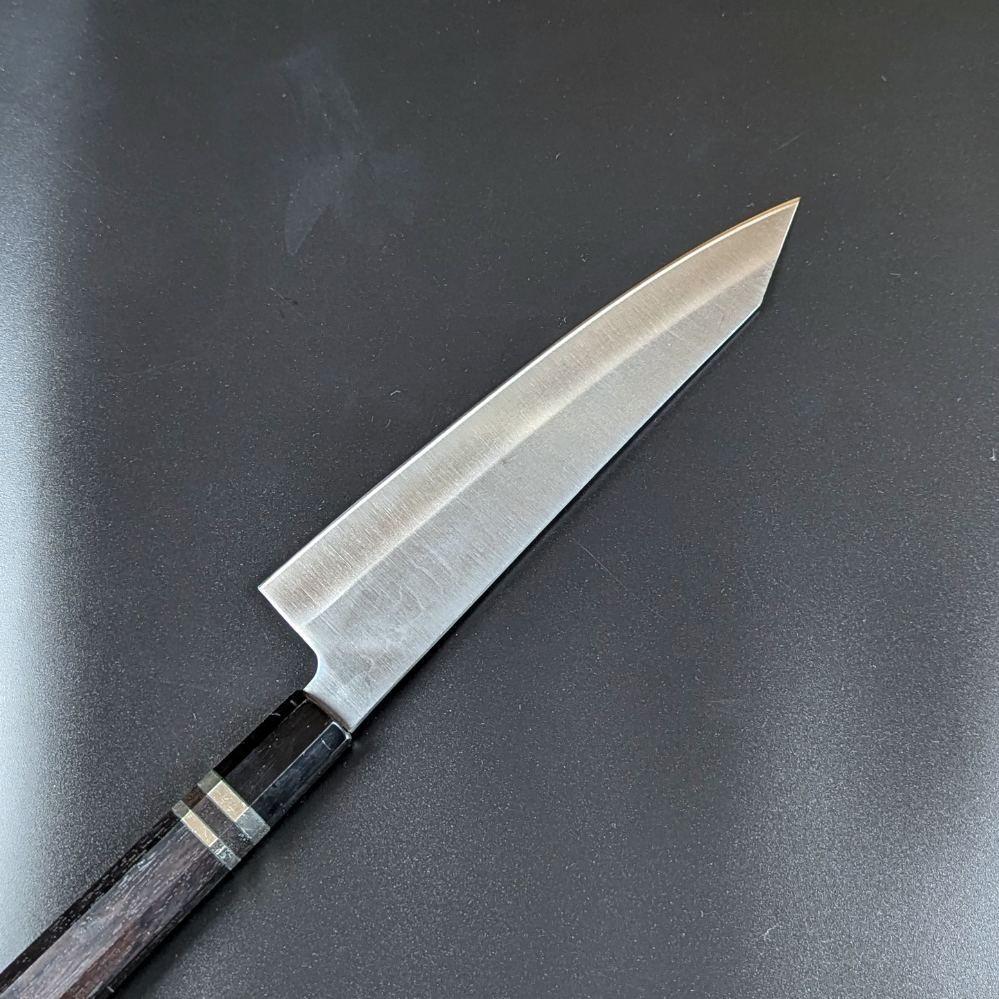 Inoguchi Ginsan Kiritsuke Santoku Ebony Handle with Silver Rings