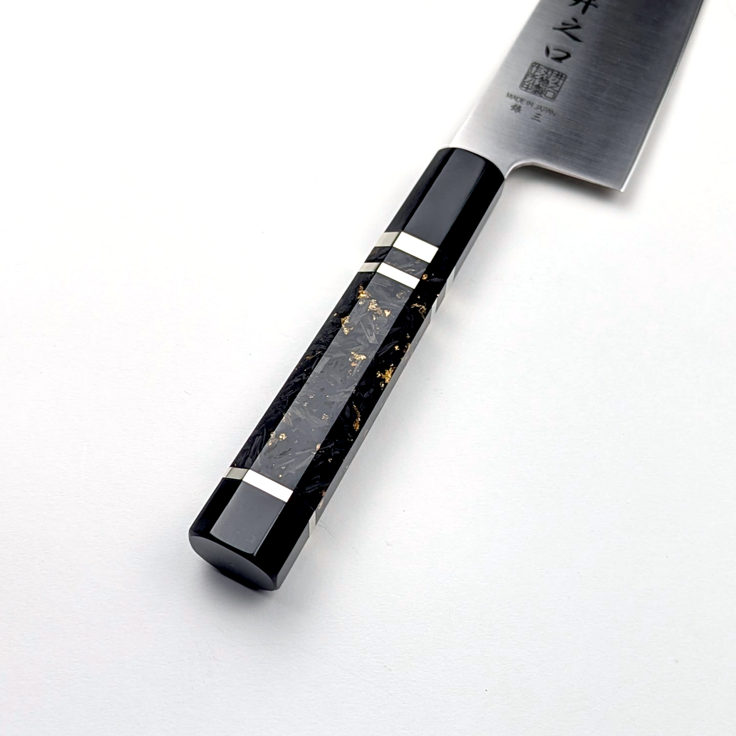Inoguchi Ginsan Kiritsuke Santoku Black Marble Handle with Silver Rings [Seconds]