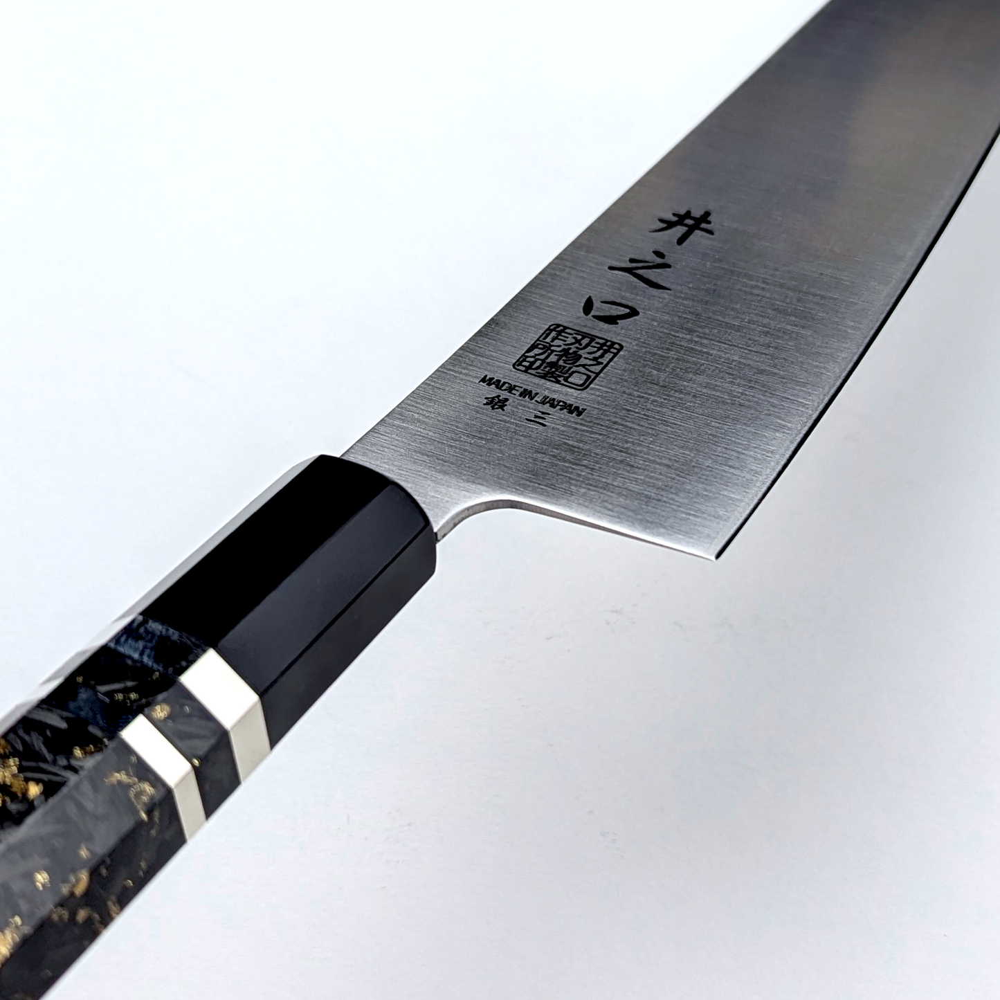Inoguchi Ginsan Kiritsuke Santoku Black Marble Handle with Silver Rings [Seconds]