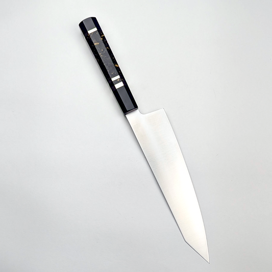 Inoguchi Ginsan Kiritsuke Santoku Black Marble Handle with Silver Rings [Seconds]