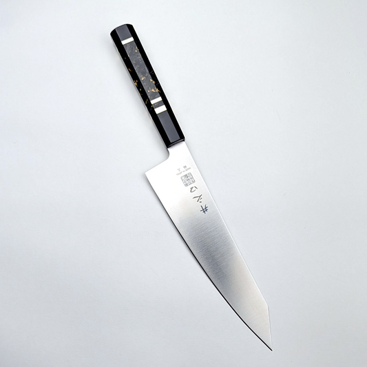 Inoguchi Ginsan Kiritsuke Santoku Black Marble Handle with Silver Rings [Seconds]