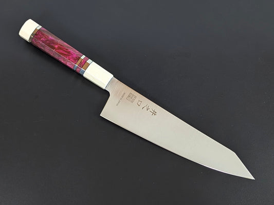 Inoguchi AUS8 Kiritsuke Santoku 210mm Wine Red Handle