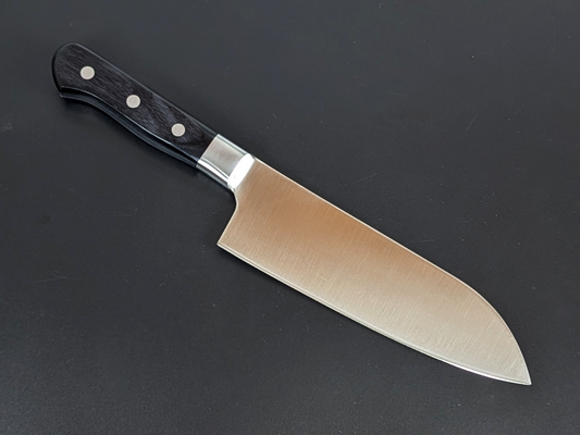 Inoguchi Ginsan Santoku Bolster Black Plywood Handle Laser Engraving
