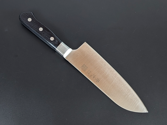 Inoguchi Ginsan Santoku Bolster Black Plywood Handle Laser Engraving