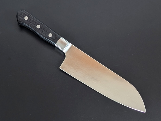 Inoguchi Ginsan Santoku Bolster Black Plywood Handle Color Engraving