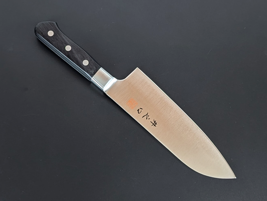 Inoguchi Ginsan Santoku Bolster Black Plywood Handle Color Engraving