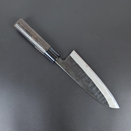 Sadamasa Aogami revestido de acero inoxidable #2 Kurouchi Santoku 165 mm (6,49 pulgadas)