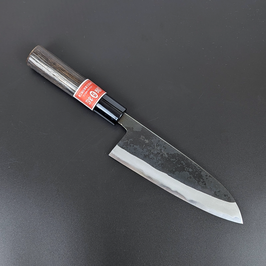 Sadamasa Aogami revestido de acero inoxidable #2 Kurouchi Santoku 165 mm (6,49 pulgadas)