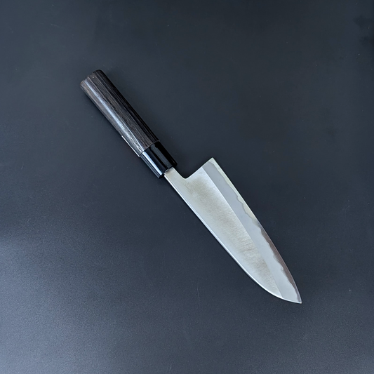 Sadamasa Aogami #2 Migaki Santoku revestido de acero inoxidable 165 mm