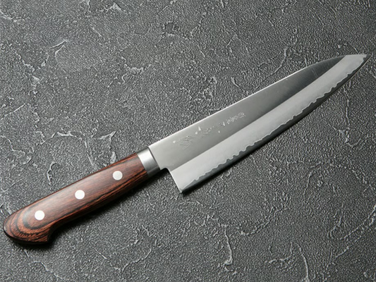 Mango de madera contrachapada color caoba occidental Yoshihiro VG1 Gyuto de 180 mm (7,08 pulgadas)