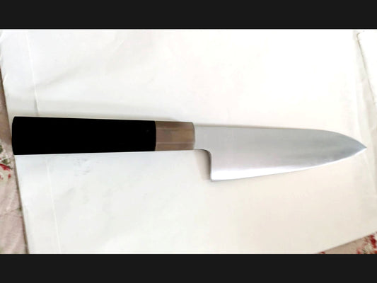 Cuchillo Santoku mediano Tamahagane Sukenaga Yamamoto de 180 mm con mango de palisandro