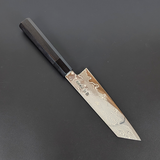 Yamatsuka Hamono Ginsan Mirror Nickel Damascus Kiritsuke Santoku 170mm Ebony Handle