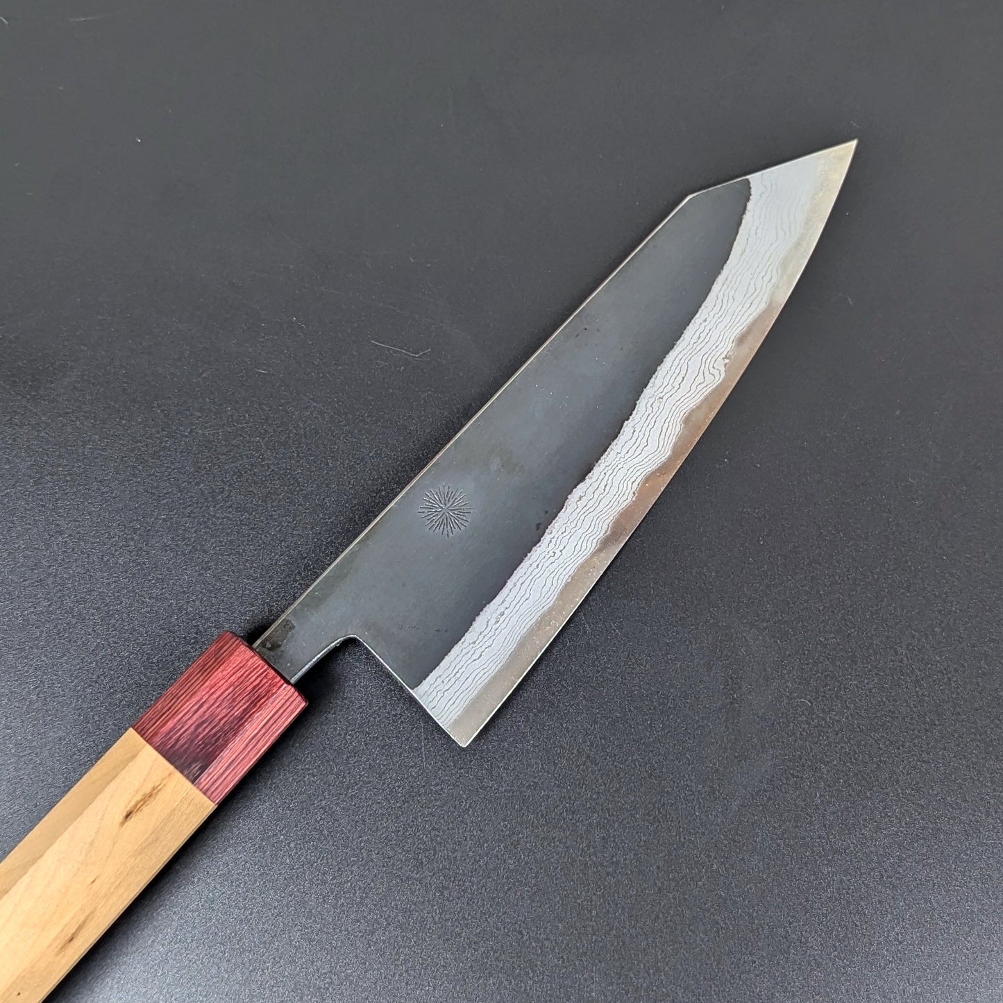 Yuuwa Aogami #2 Kurouchi Damascus Santoku 165mm Cherry Handle