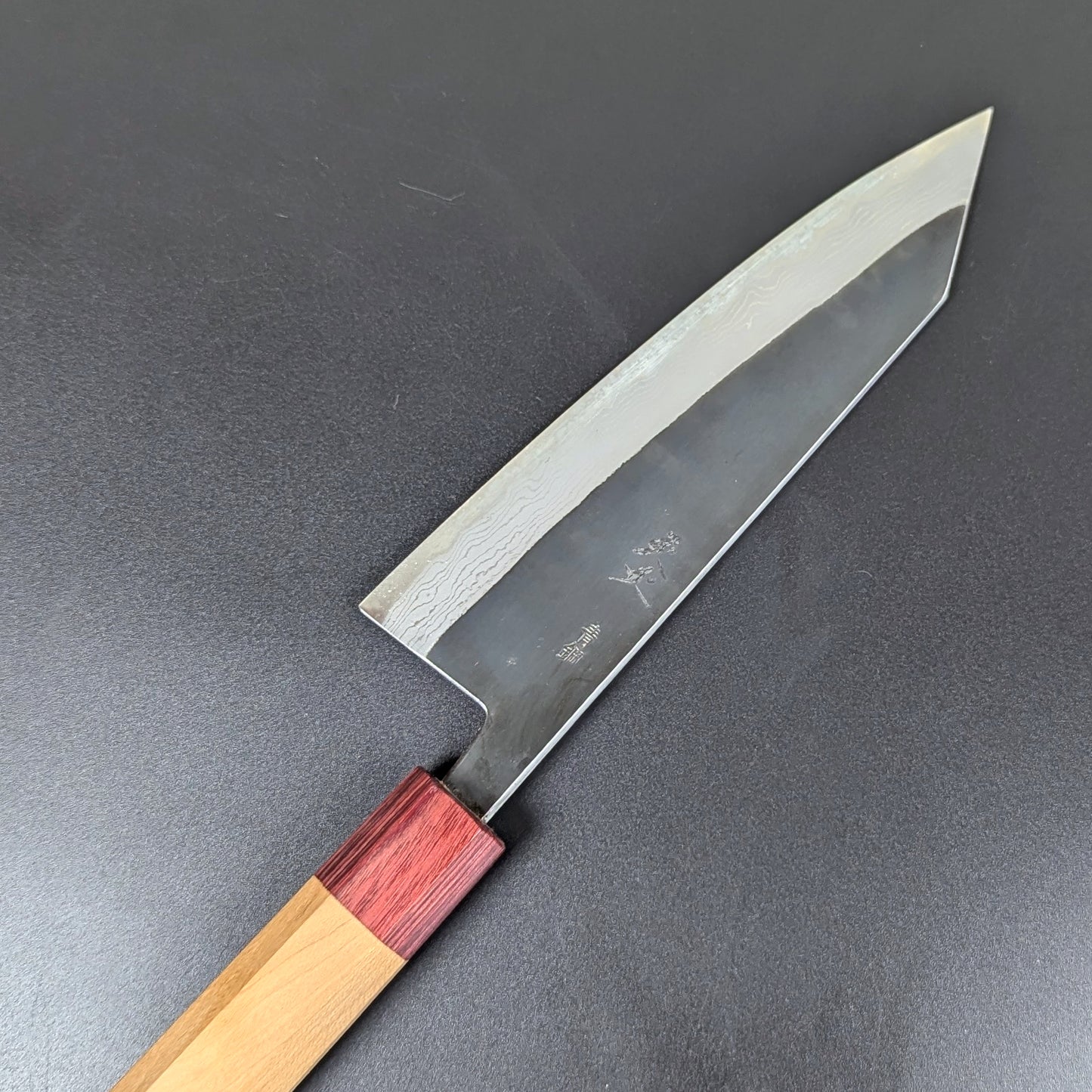 Yuuwa Aogami #2 Kurouchi Damascus Santoku 165mm Cherry Handle