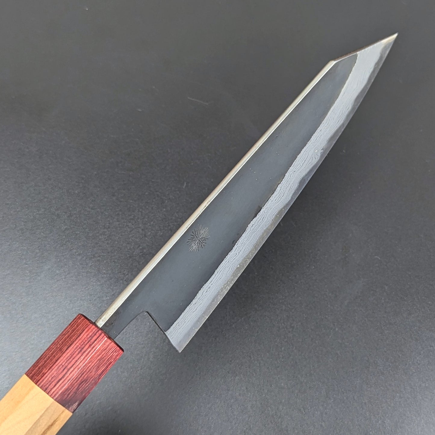 Yuuwa Aogami #2 Kurouchi Damascus Santoku 165mm Cherry Handle