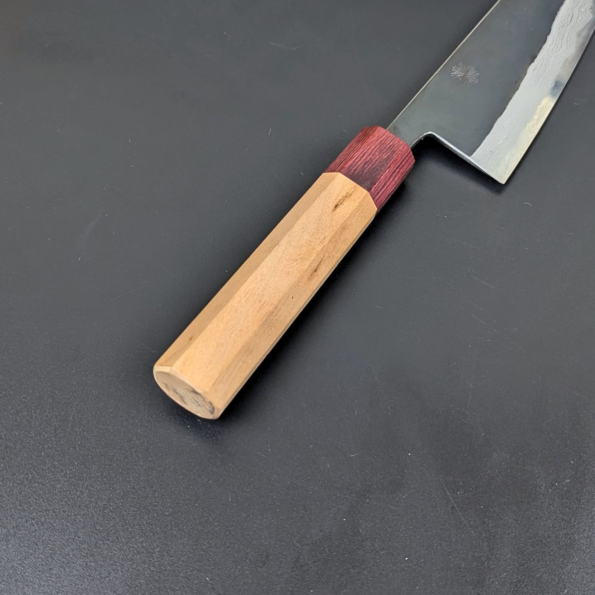 Yuuwa Aogami #2 Kurouchi Damascus Santoku 165mm Cherry Handle