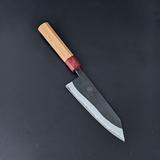 Yuuwa Aogami #2 Kurouchi Santoku Mango de cerezo de 165 mm (6,49 pulgadas)