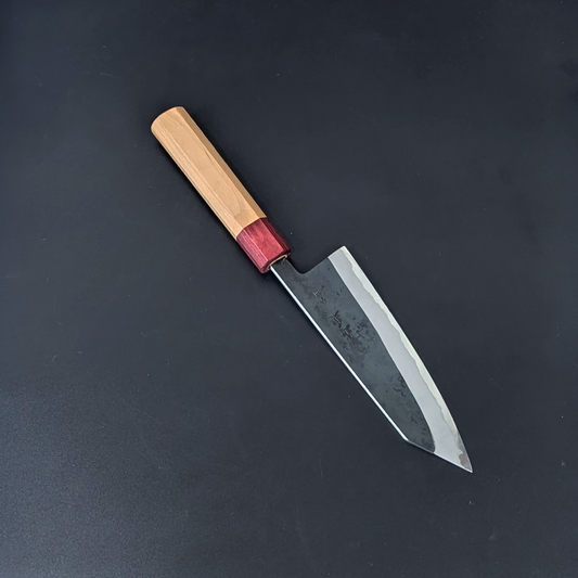 Yuuwa Aogami #2 Kurouchi Santoku Mango de cerezo de 165 mm (6,49 pulgadas)