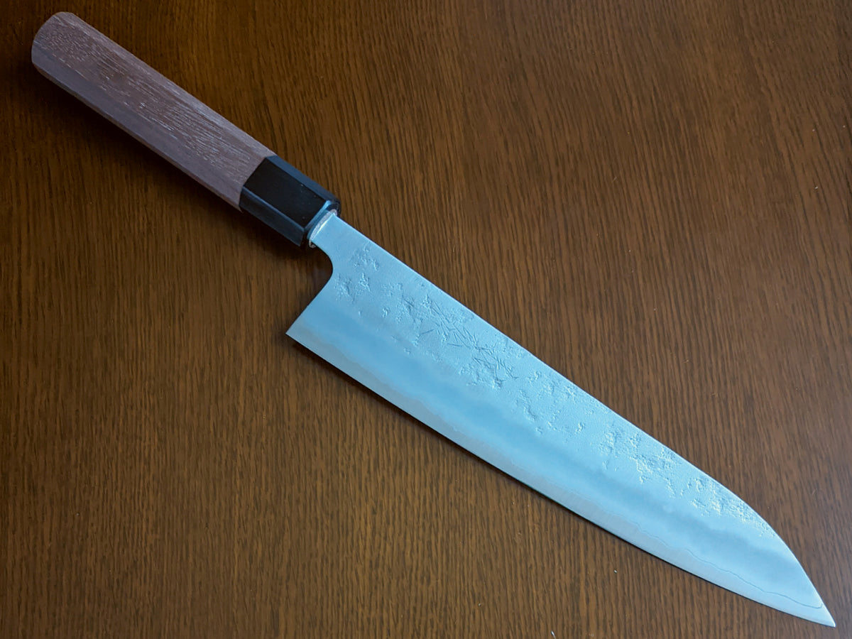 Cuchillo japonés Nashiji Yoshihiro Silver n.º 3, 210 mm (8,3 pulgadas), mango de nogal