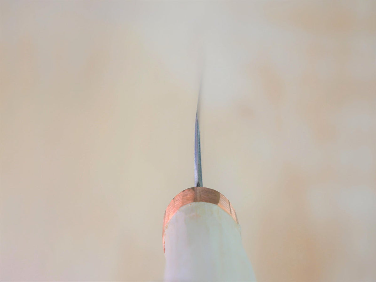 Heel of Shirogami No.3 Nakiri forged by Tsutomu Takahashi