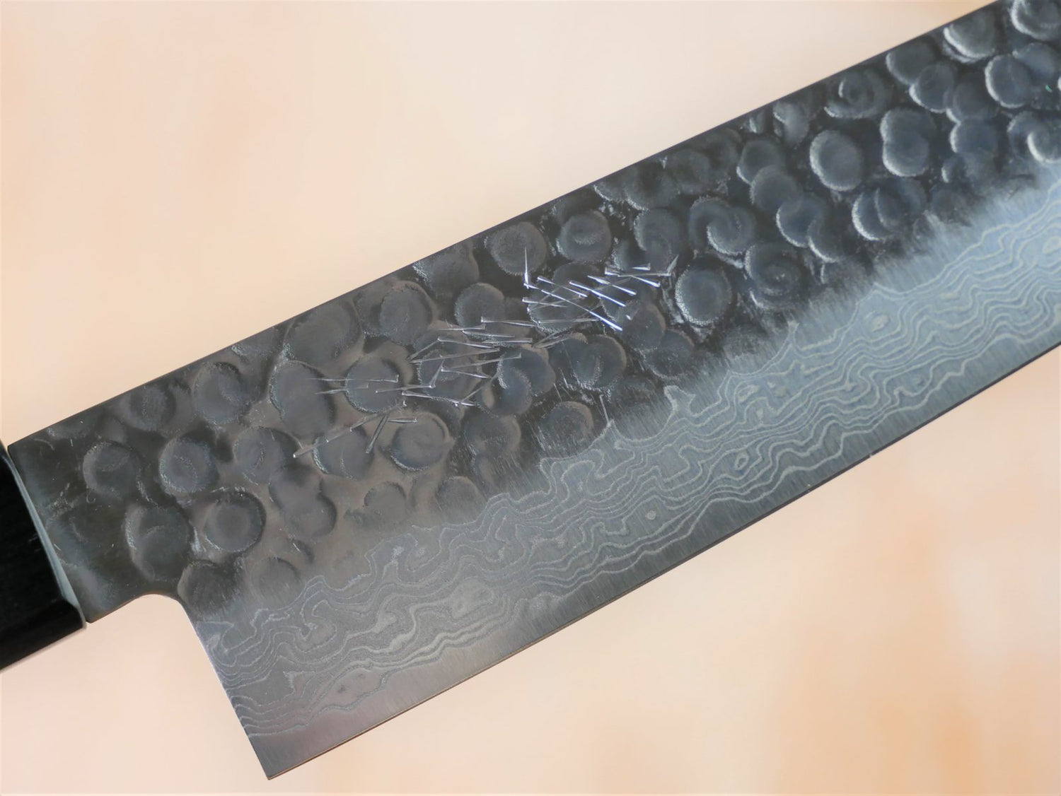 Maker's mark on blade face of 180 mm VG10 hammered Gyuto forged by Yamawaki Hamono